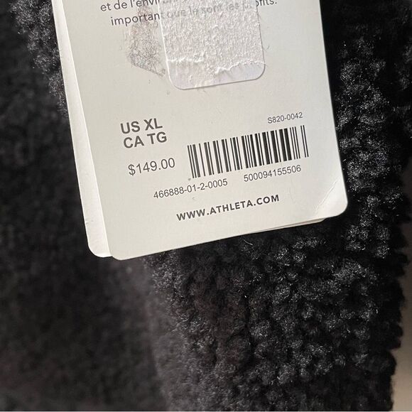 NWT ATHLETA Cozy Sherpa Snap Sweatshirt Size XL Black - Picture 10 of 16